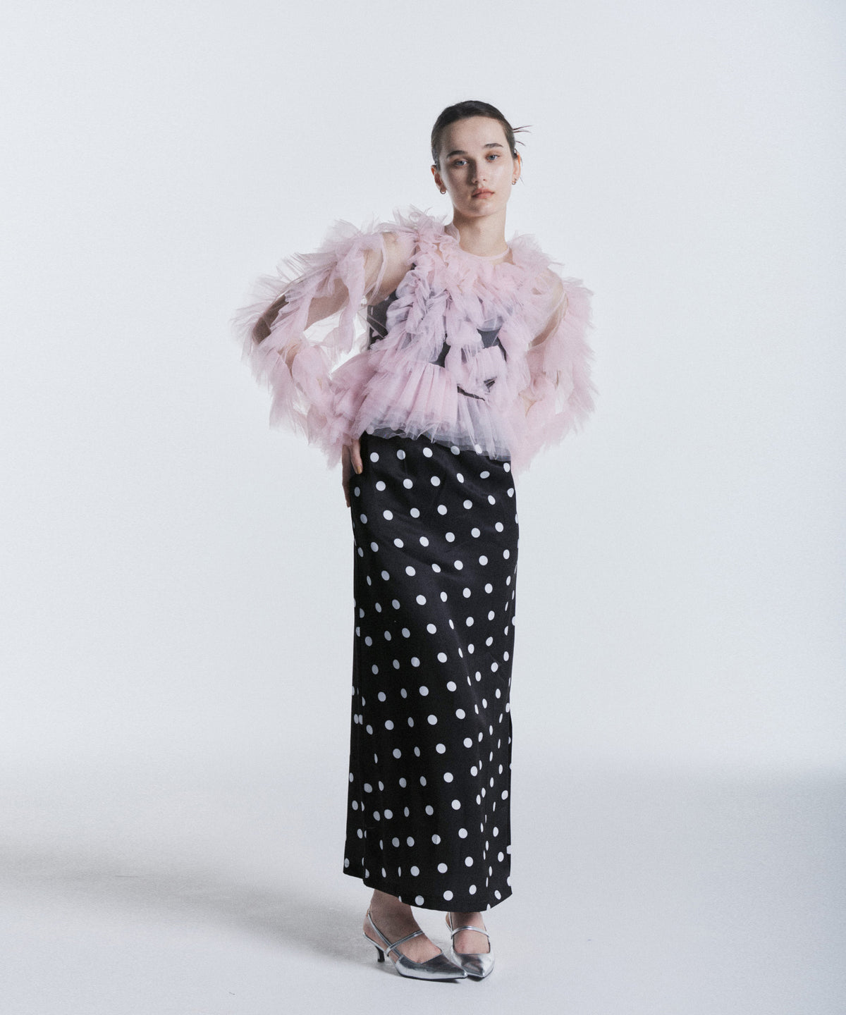 MINIMAL DOT SATIN DRESS