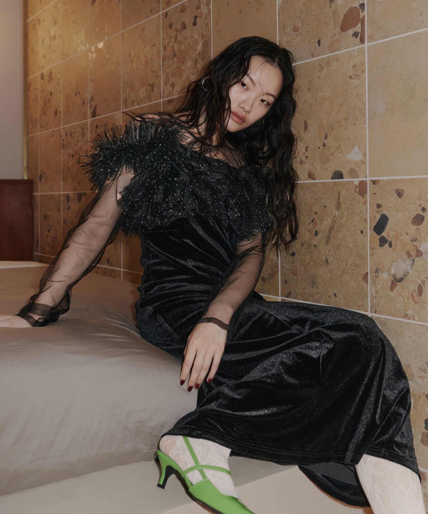VOLUME RUFFLE LAYER DRESS