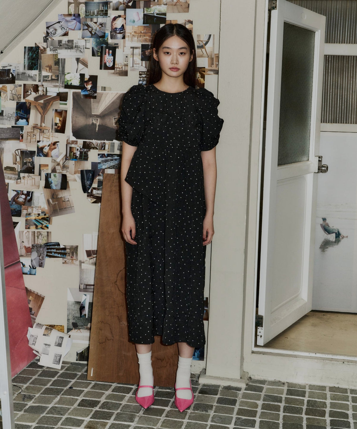 【POPUP】BUBBLE SLEEVE JACQUARD DRESS