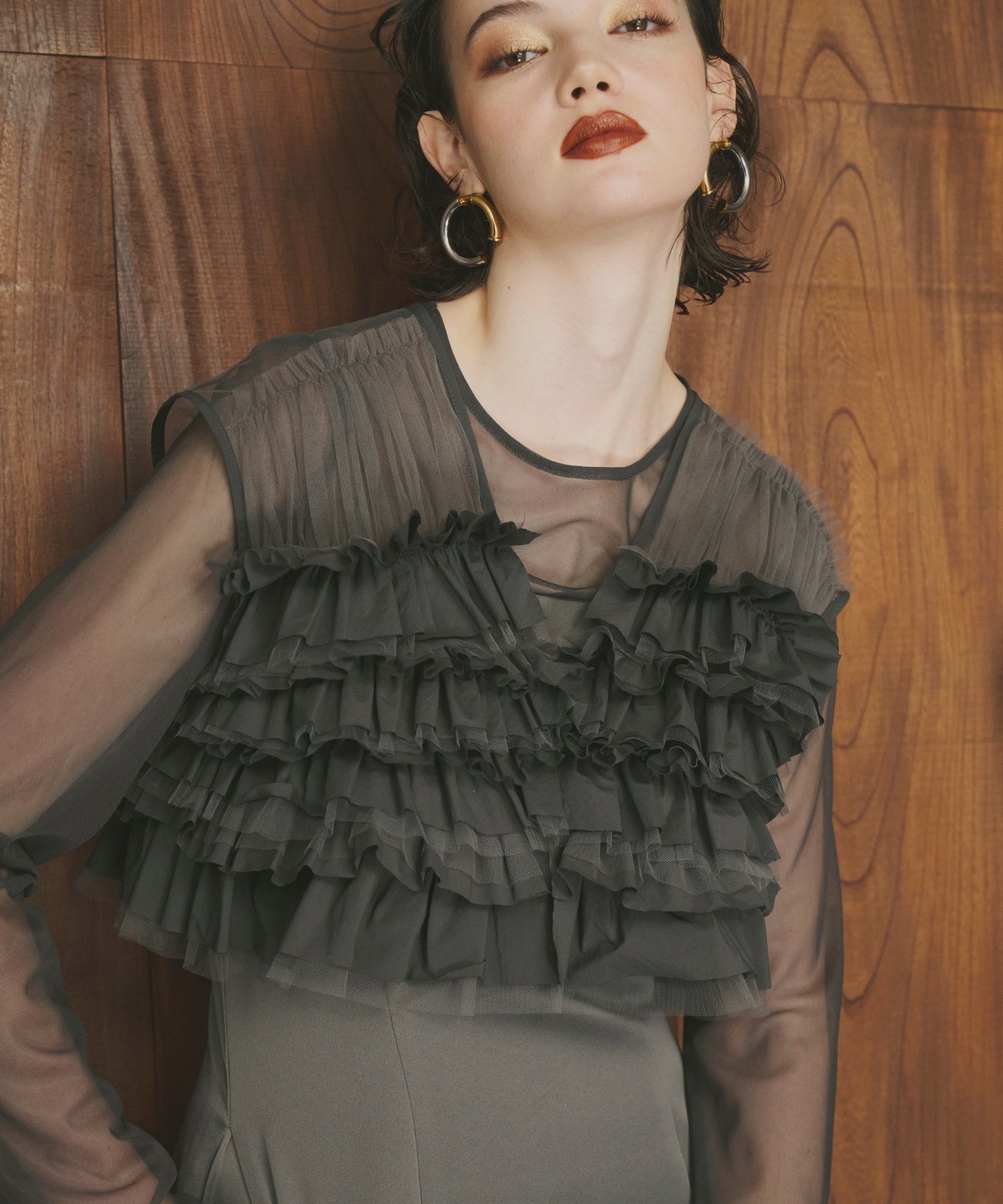 TAFFETA TULLE VEST SET DRESS