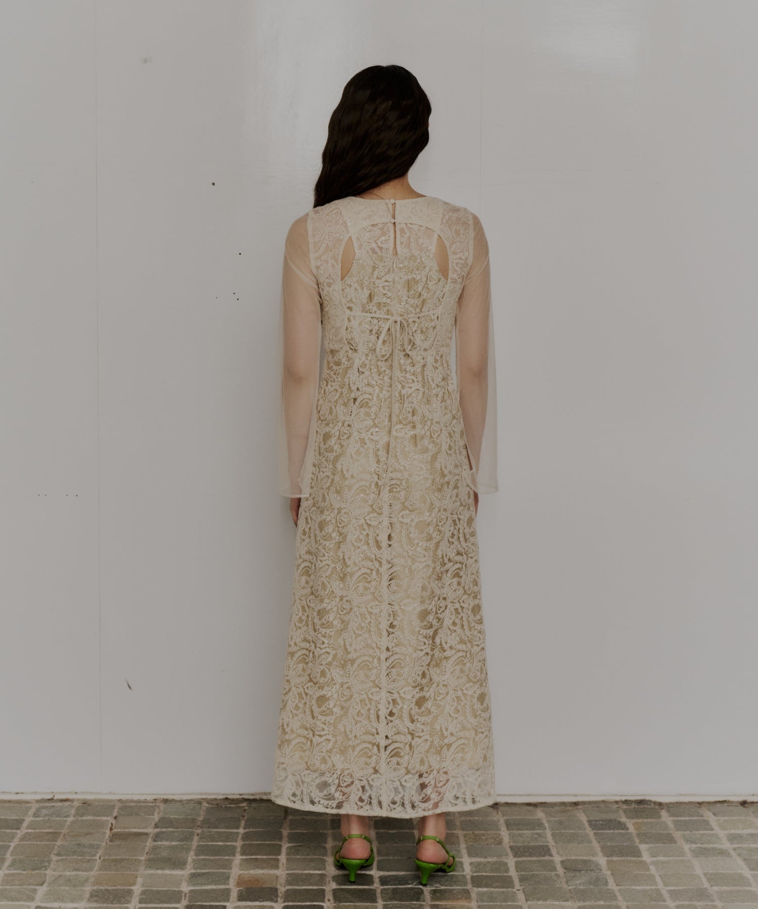 LEAF EMBROIDERY BACK DESIGN DRESS