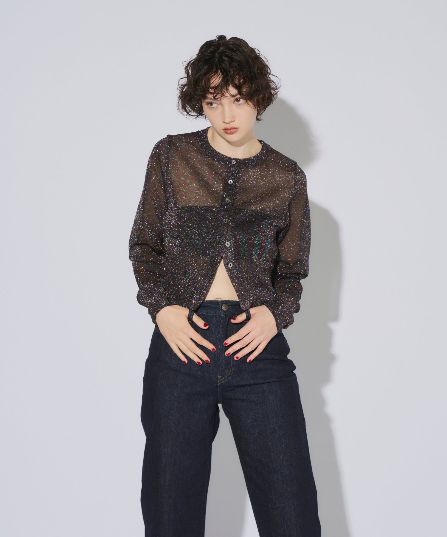 GLITTER CREW NECK CARDIGAN