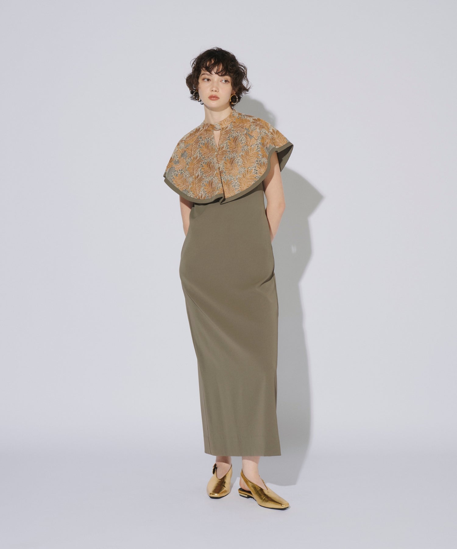 EMBROIDERY CAPE DRESS