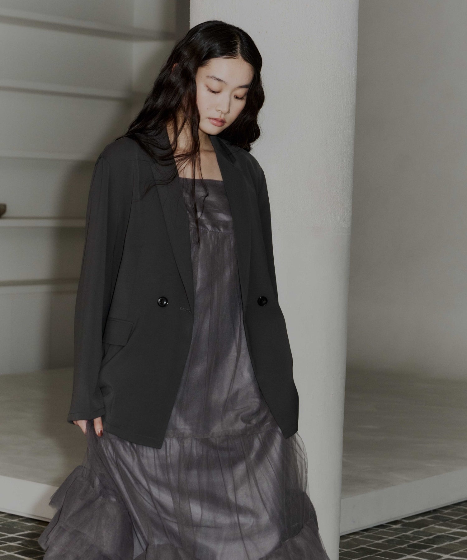 VOLUME TULLE JACKET SET DRESS