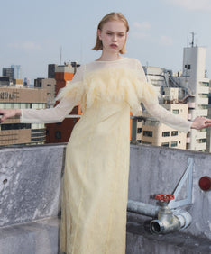 TULLE SPARKLE DRESS イエロー 正面アップポーズ