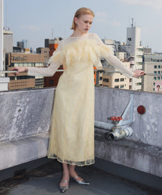 TULLE SPARKLE DRESS イエロー 正面全身ポーズ