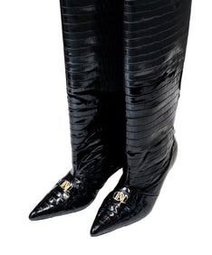 LOGO BUCKLE LONG BOOTS ブラック アップ物撮り画像