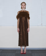 TULLE SPARKLE DRESS ブラウン 正面全身