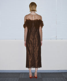 TULLE SPARKLE DRESS ブラウン 背面全身