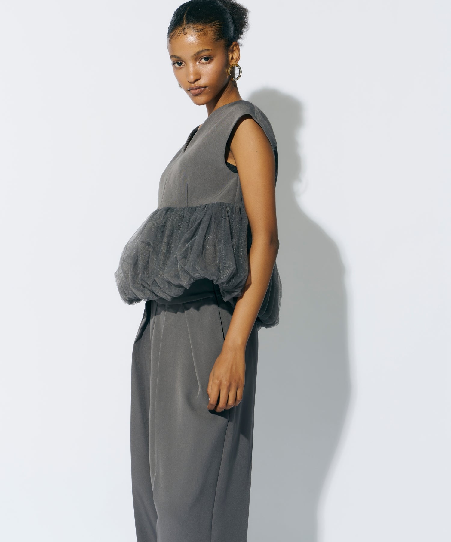 PEPLUM TULLE SET UP PANTS DRESS