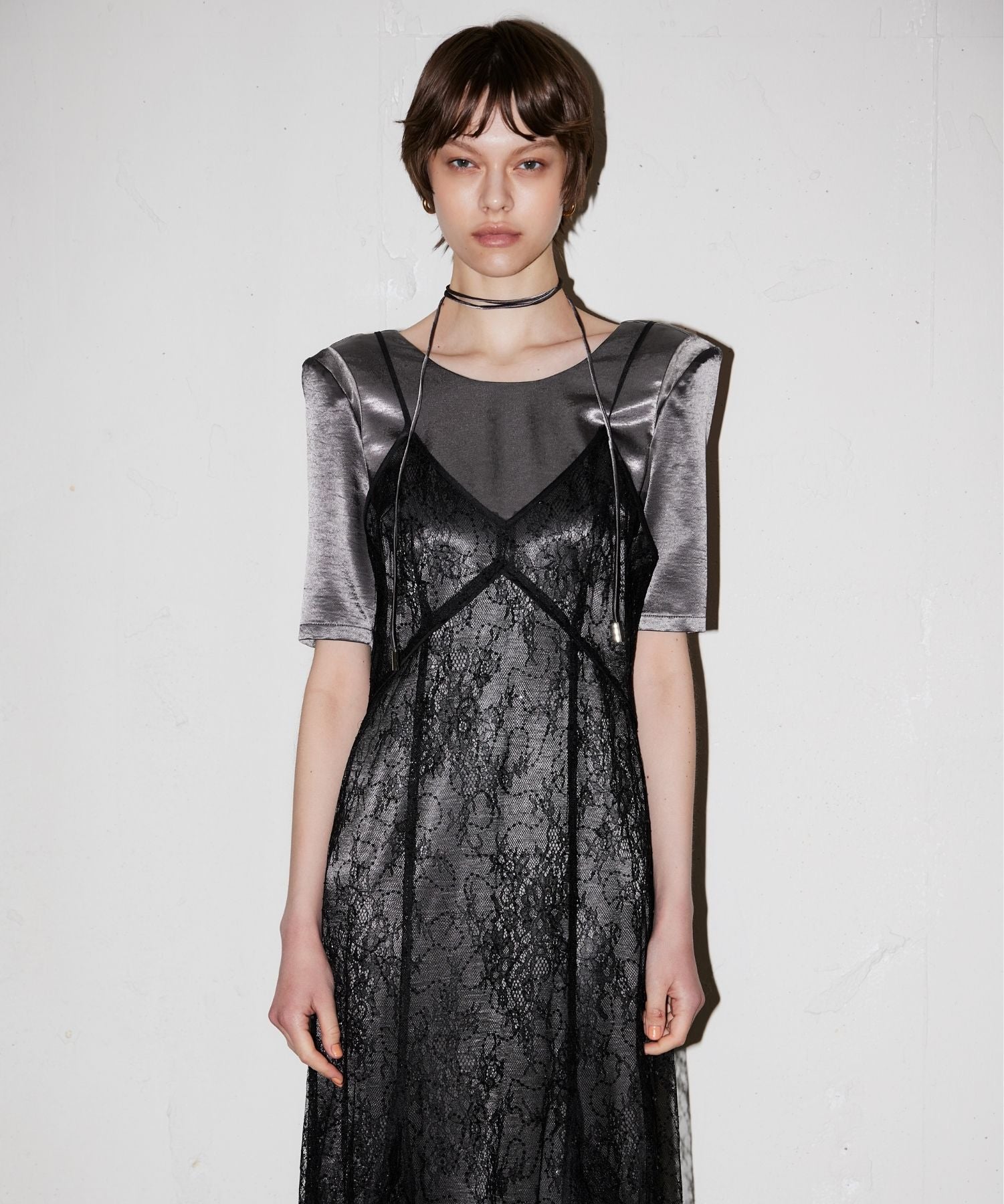 SPARKLE LACE SATIN DRESS
