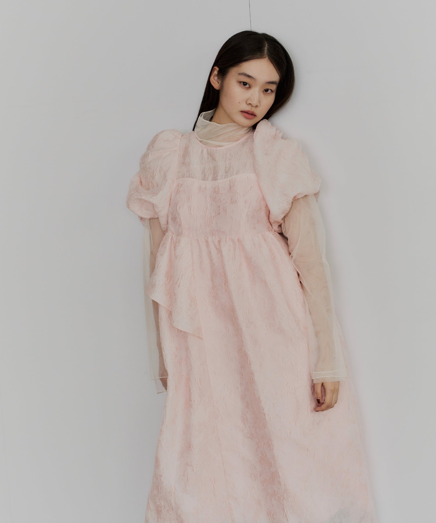 【POPUP】BUBBLE SLEEVE JACQUARD DRESS