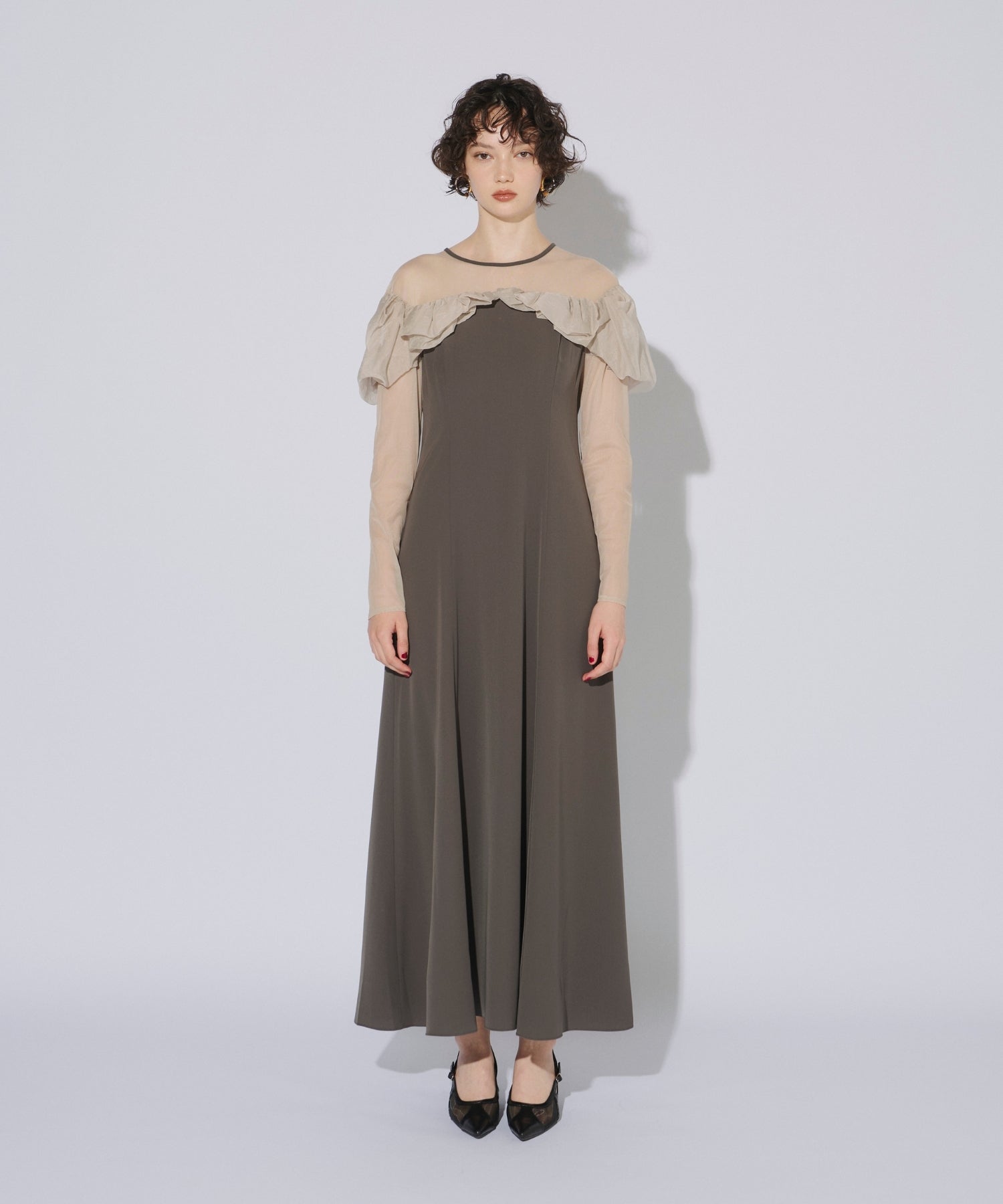 【ANDRESD】frills flare dress FRILLS FLARE DRESS