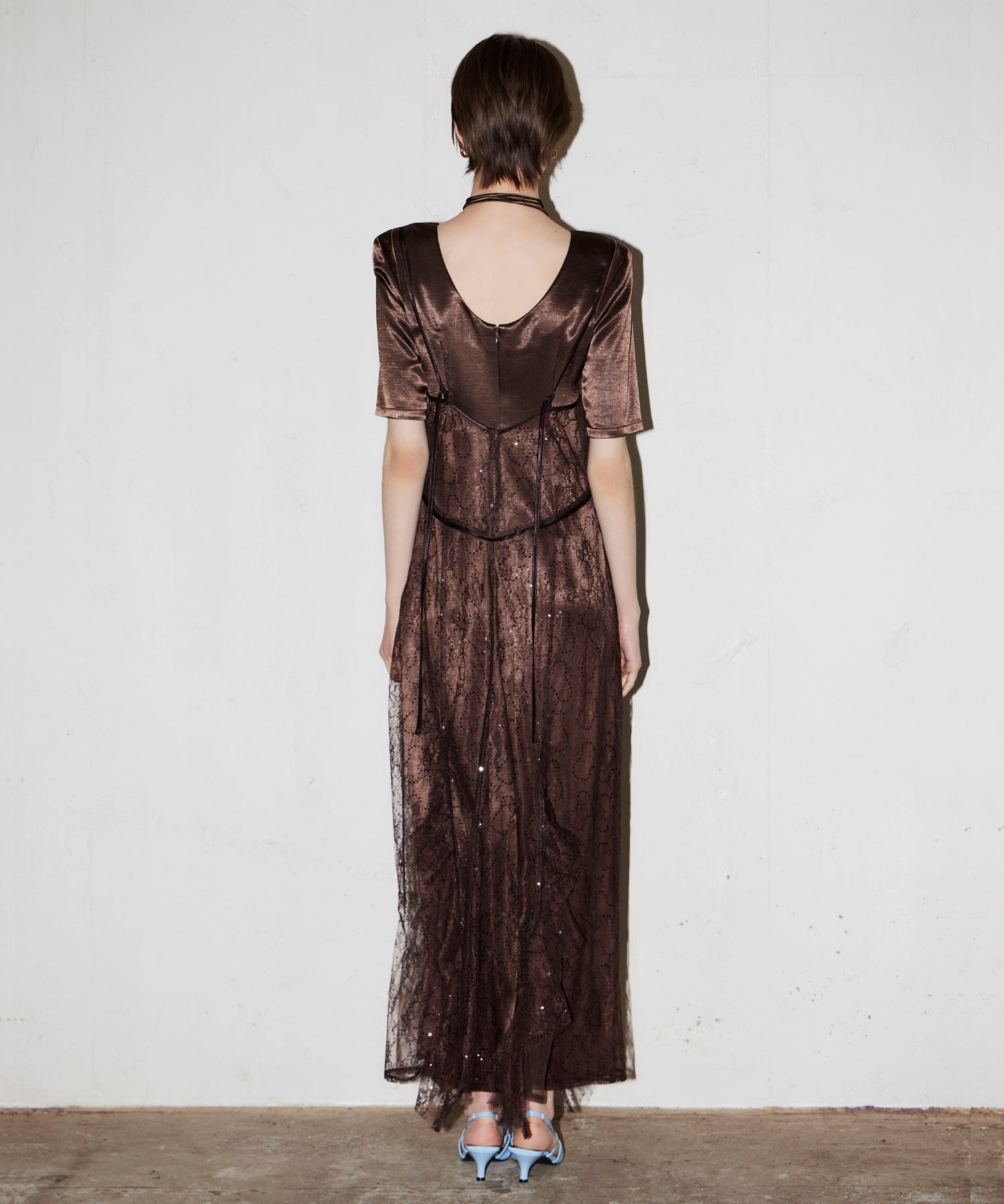 SPARKLE LACE SATIN DRESS