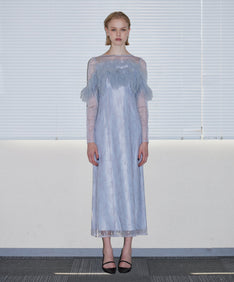 TULLE SPARKLE DRESS ライトグレー 正面全身