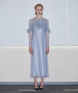 TULLE SPARKLE DRESS ライトグレー 正面全身