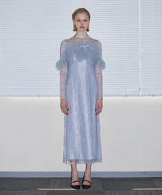TULLE SPARKLE DRESS ライトグレー 正面全身