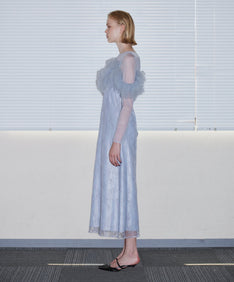 TULLE SPARKLE DRESS ライトグレー 横向き全身