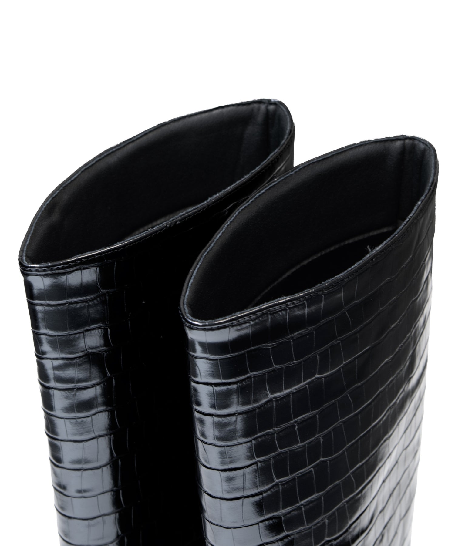 LOGO BUCKLE LONG BOOTS ブラック アップ物撮り画像