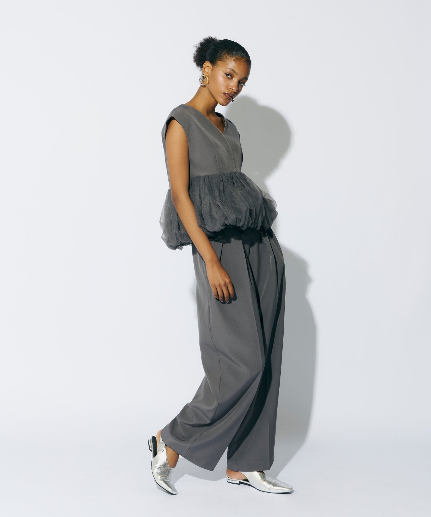 PEPLUM TULLE SET UP PANTS DRESS