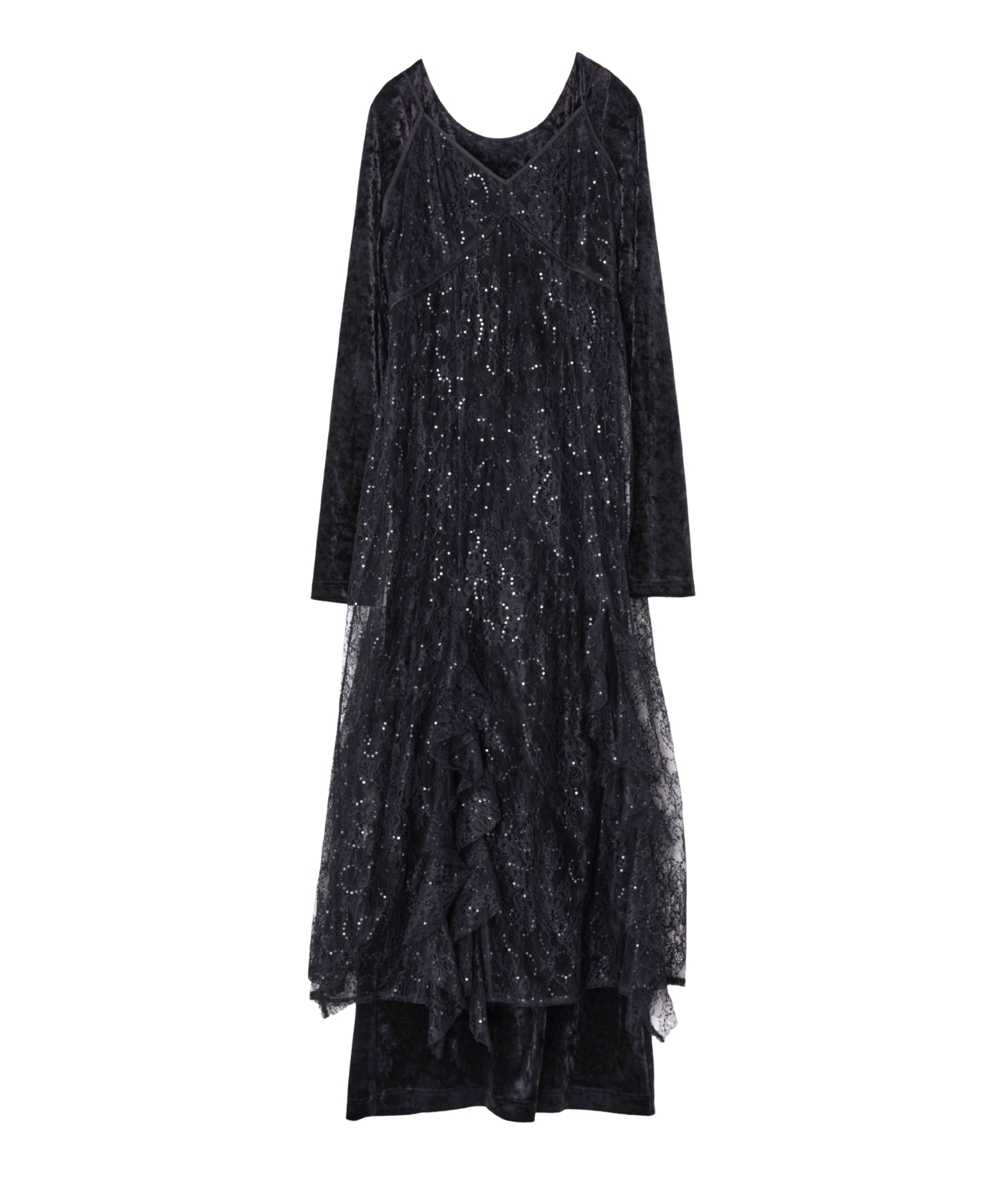 【ANDRESD】sparkle lace velour dress M 黒 SPARKLE LACE VELOUR DRESS