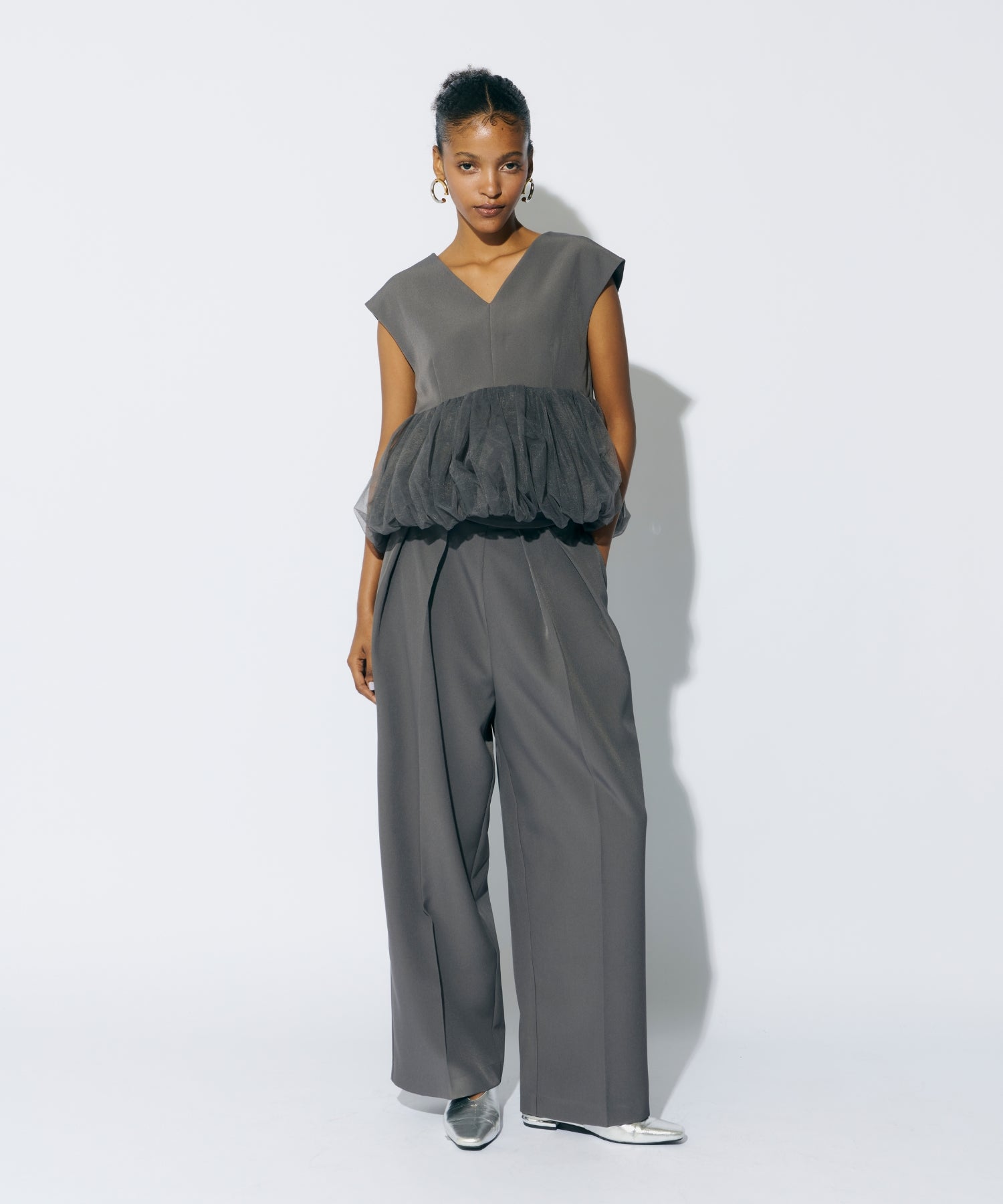 PEPLUM TULLE SET UP PANTS DRESS