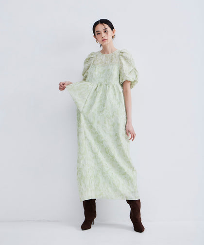 BUBBLE SLEEVE JACQUARD DRESS