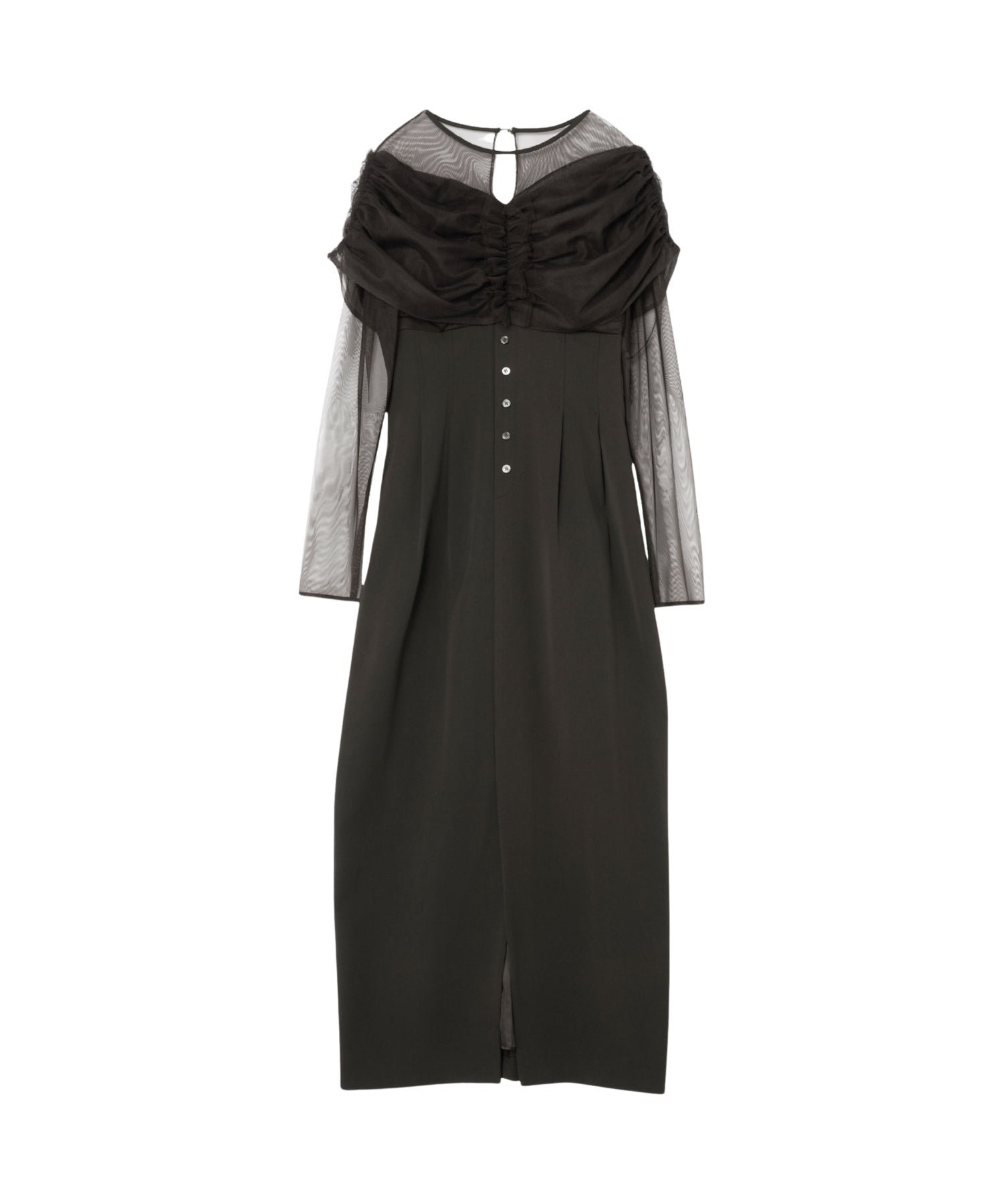 SHEER GATHERED COLUMN DRESS