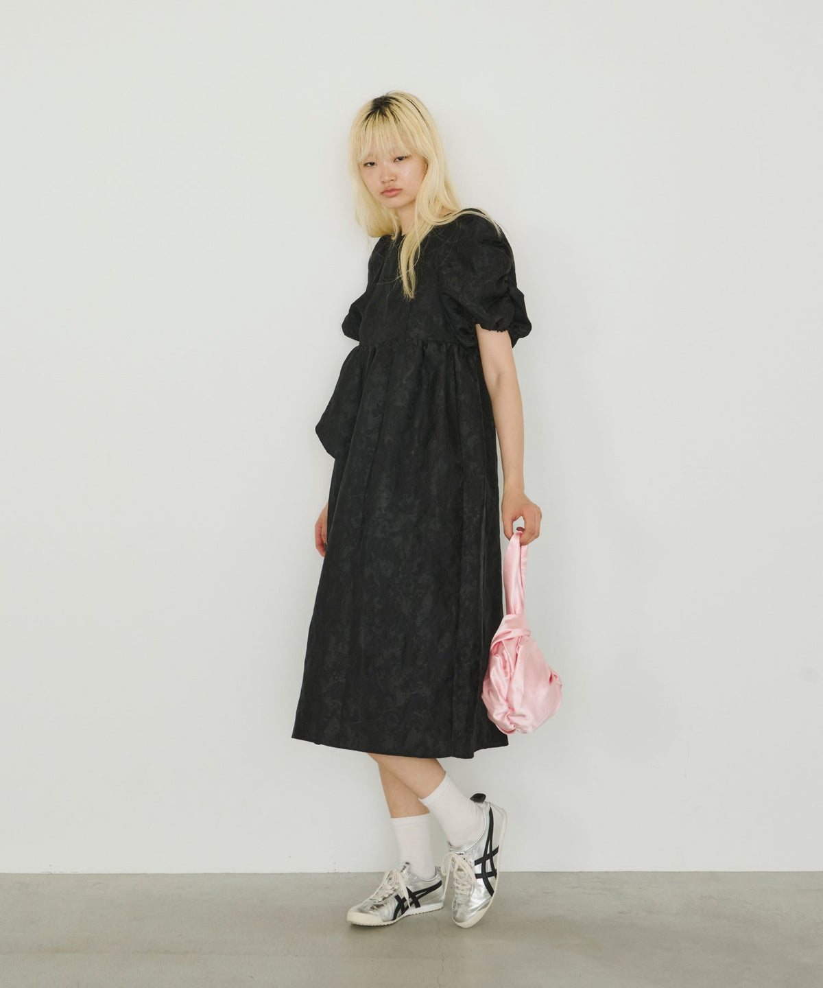 【POPUP】BUBBLE SLEEVE JACQUARD DRESS