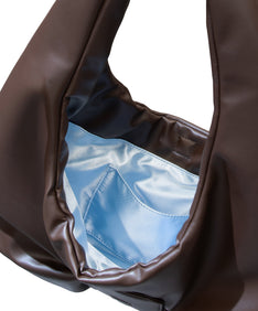 BIG RIBBON BAG ブラウン 裏地アップ物撮り画像