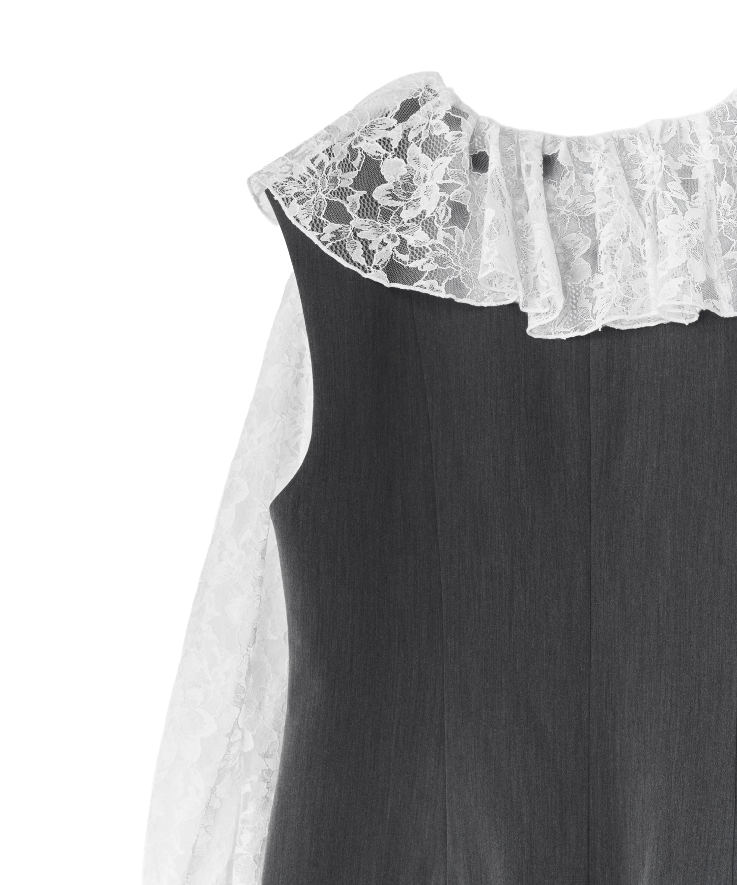 LACE RUFFLE ALL-IN-ONE DRESS