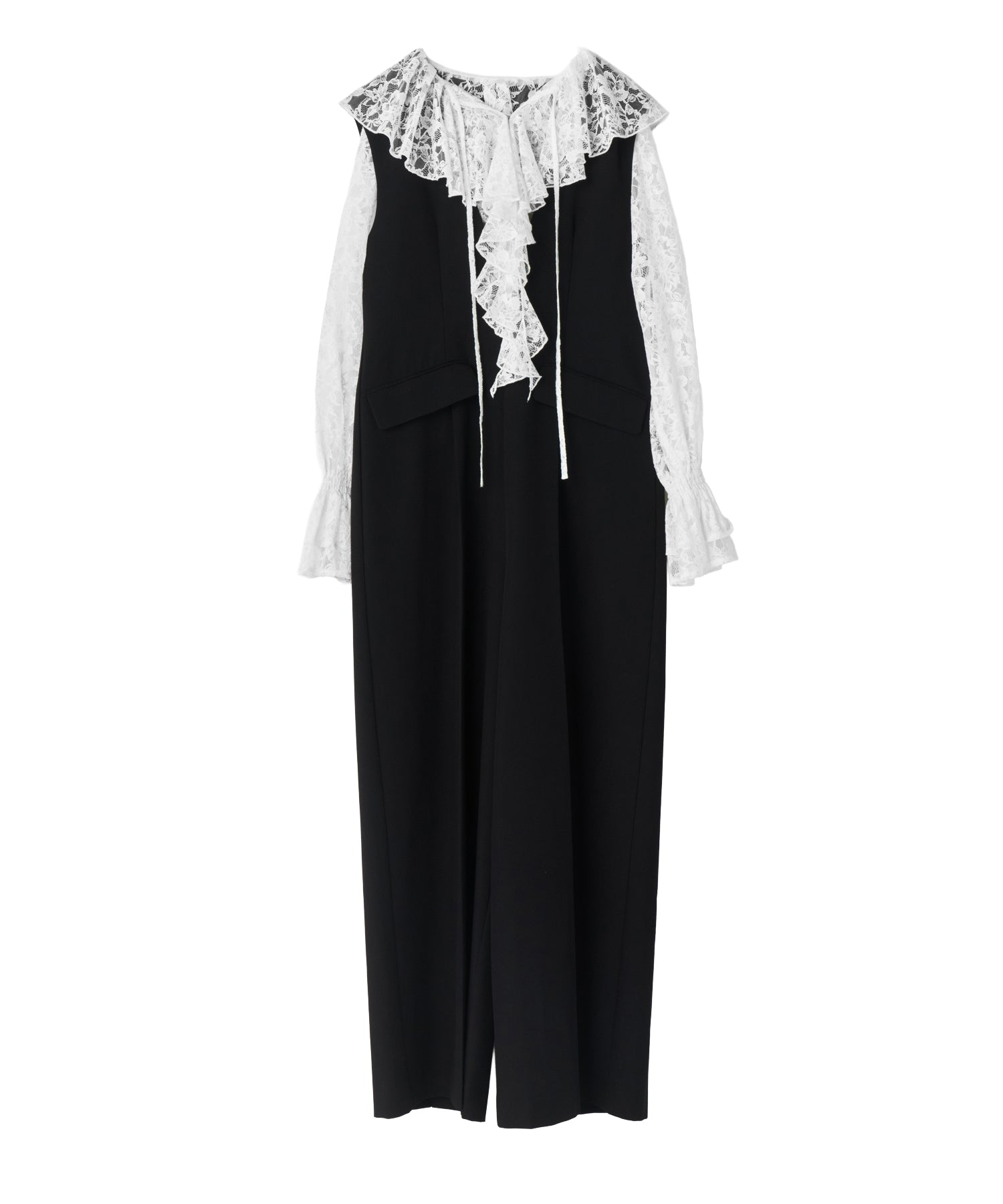 LACE RUFFLE ALL-IN-ONE DRESS
