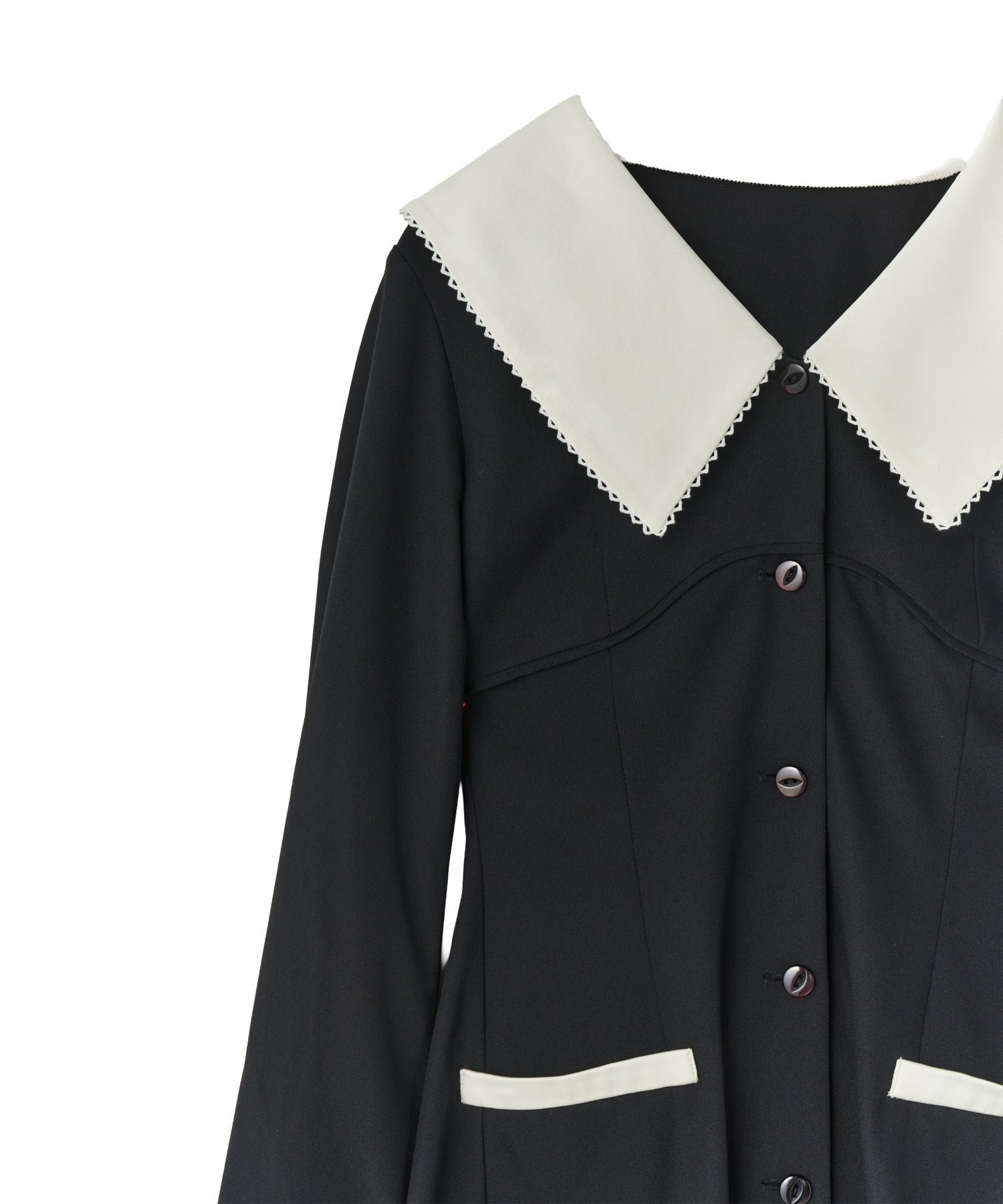 CONTRAST COLLAR SET UP DRESS