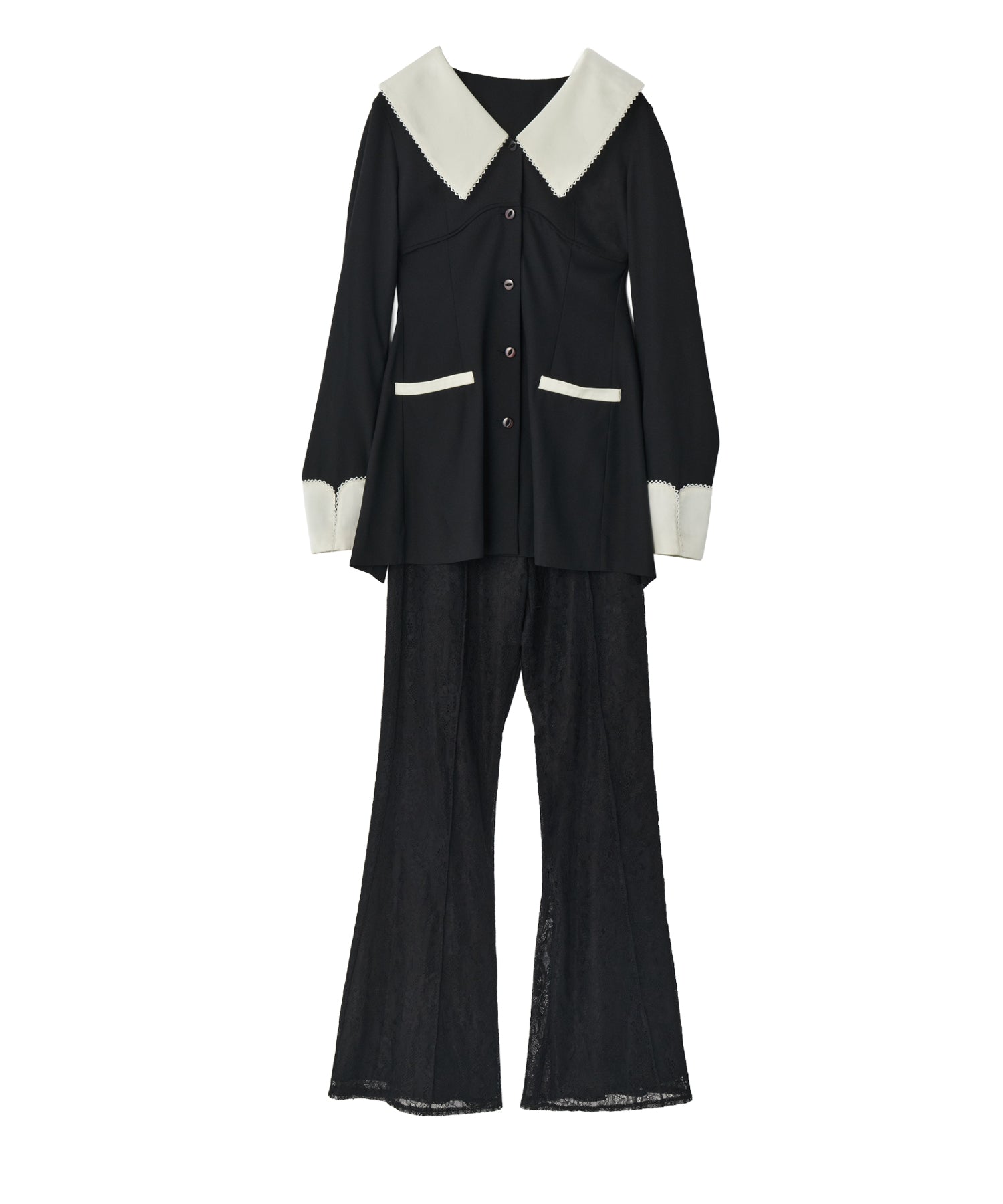 CONTRAST COLLAR SET UP DRESS