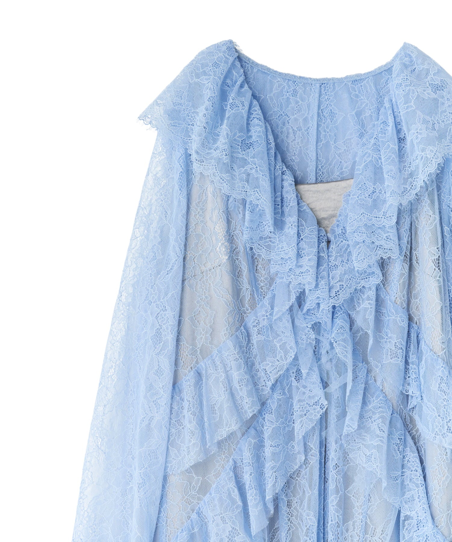 RUFFLE LACE GOWN LAYERED DRESS