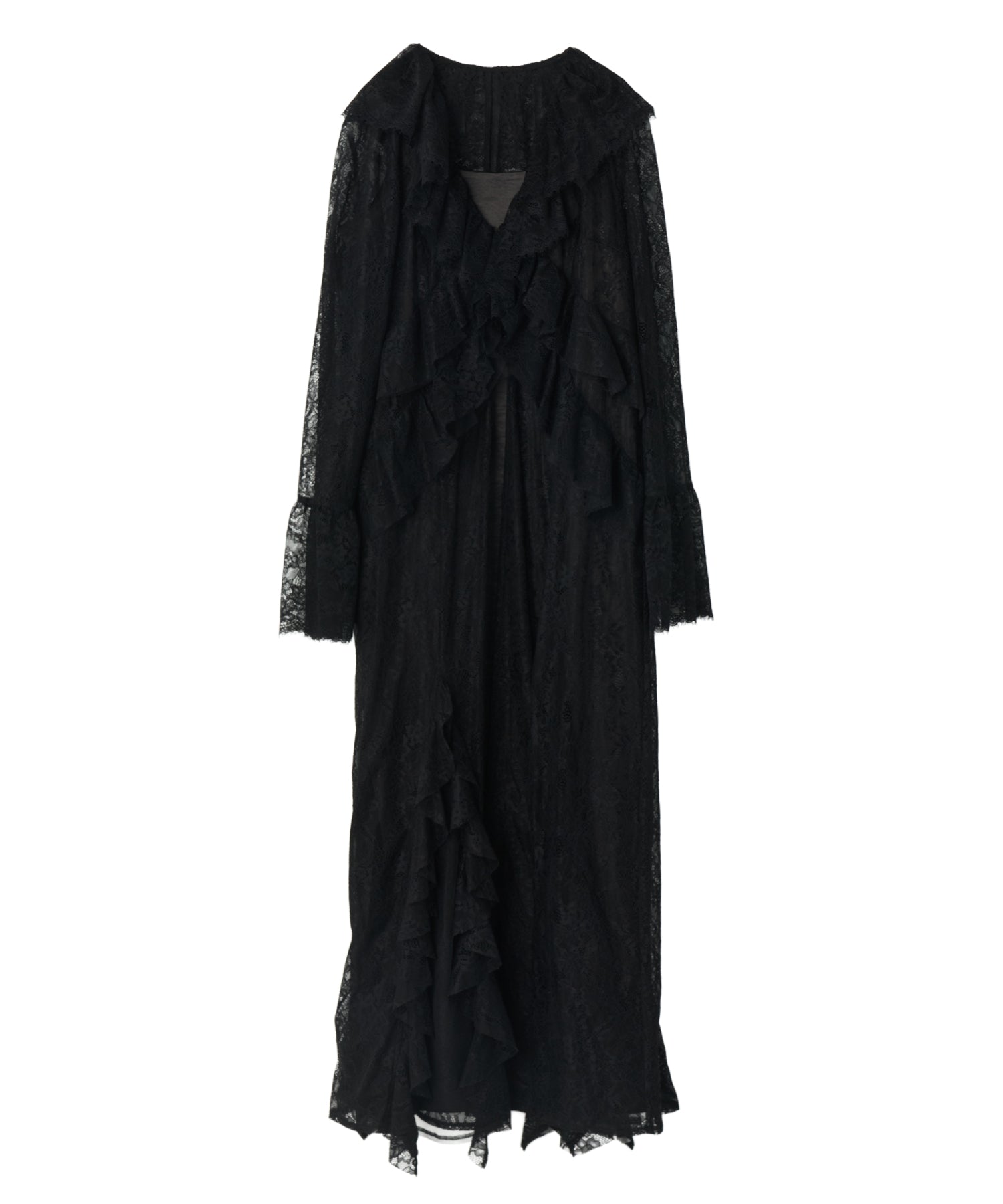RUFFLE LACE GOWN LAYERED DRESS