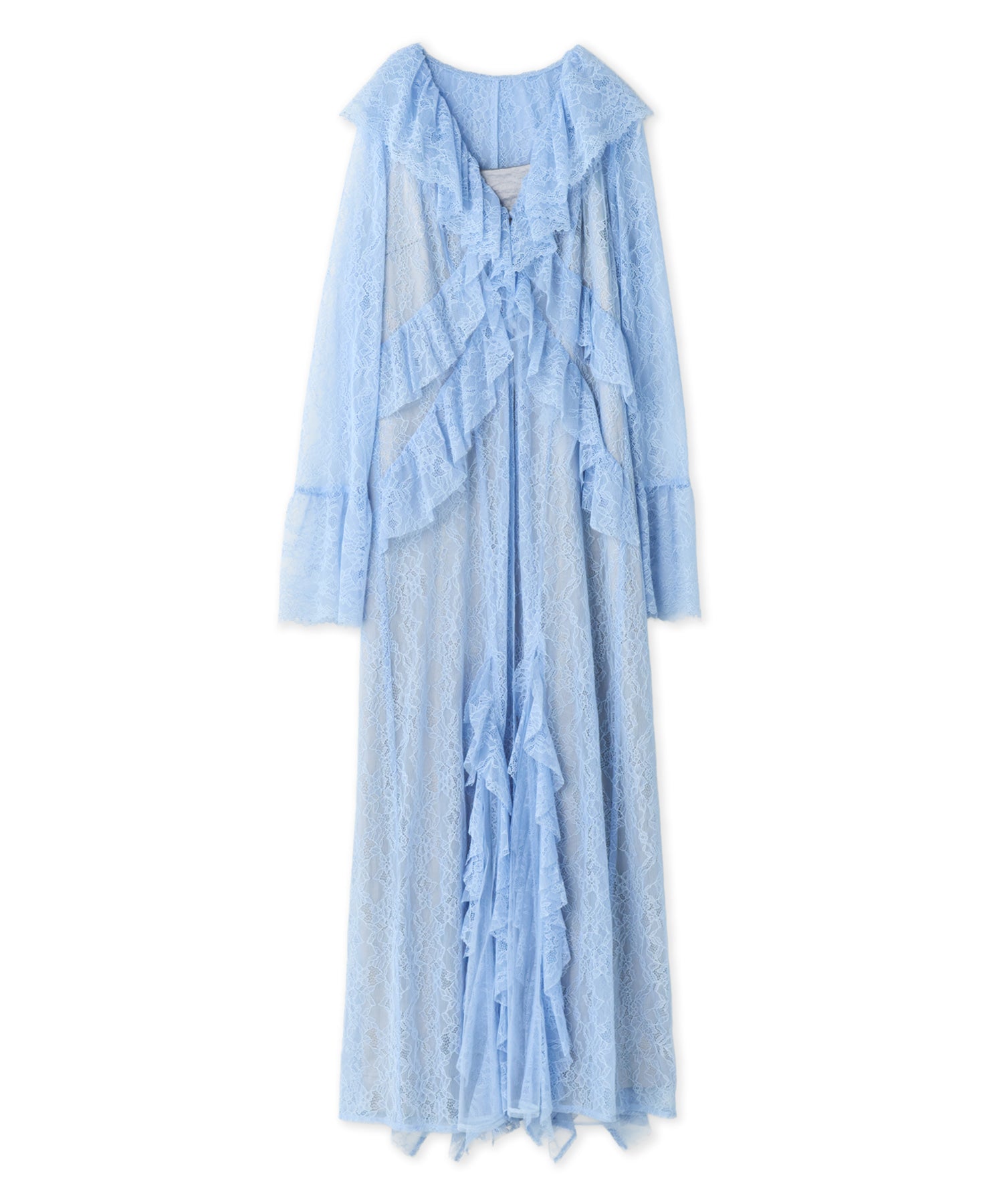 RUFFLE LACE GOWN LAYERED DRESS