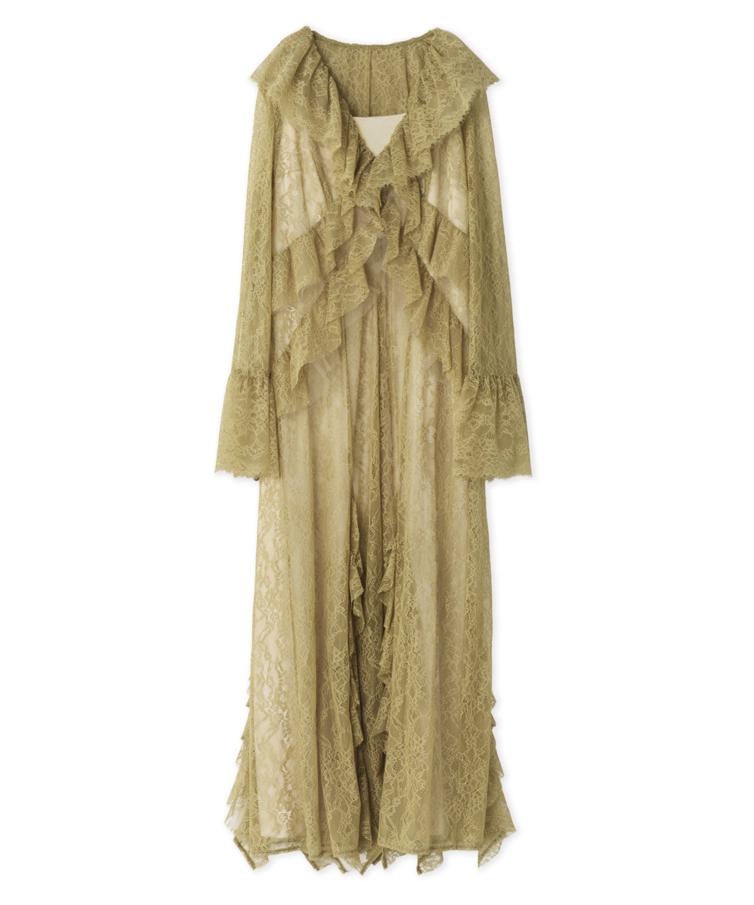 RUFFLE LACE GOWN LAYERED DRESS