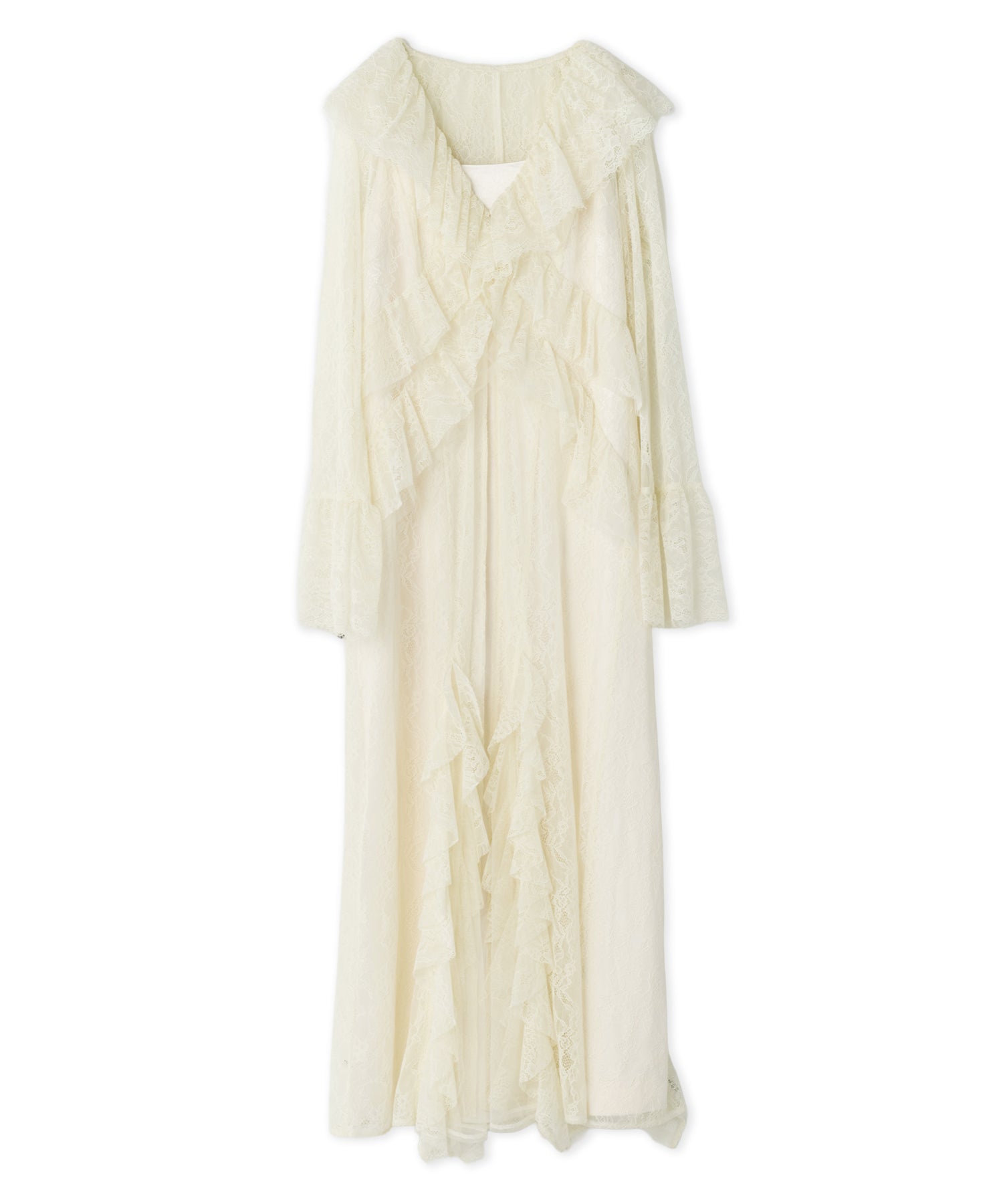 RUFFLE LACE GOWN LAYERED DRESS