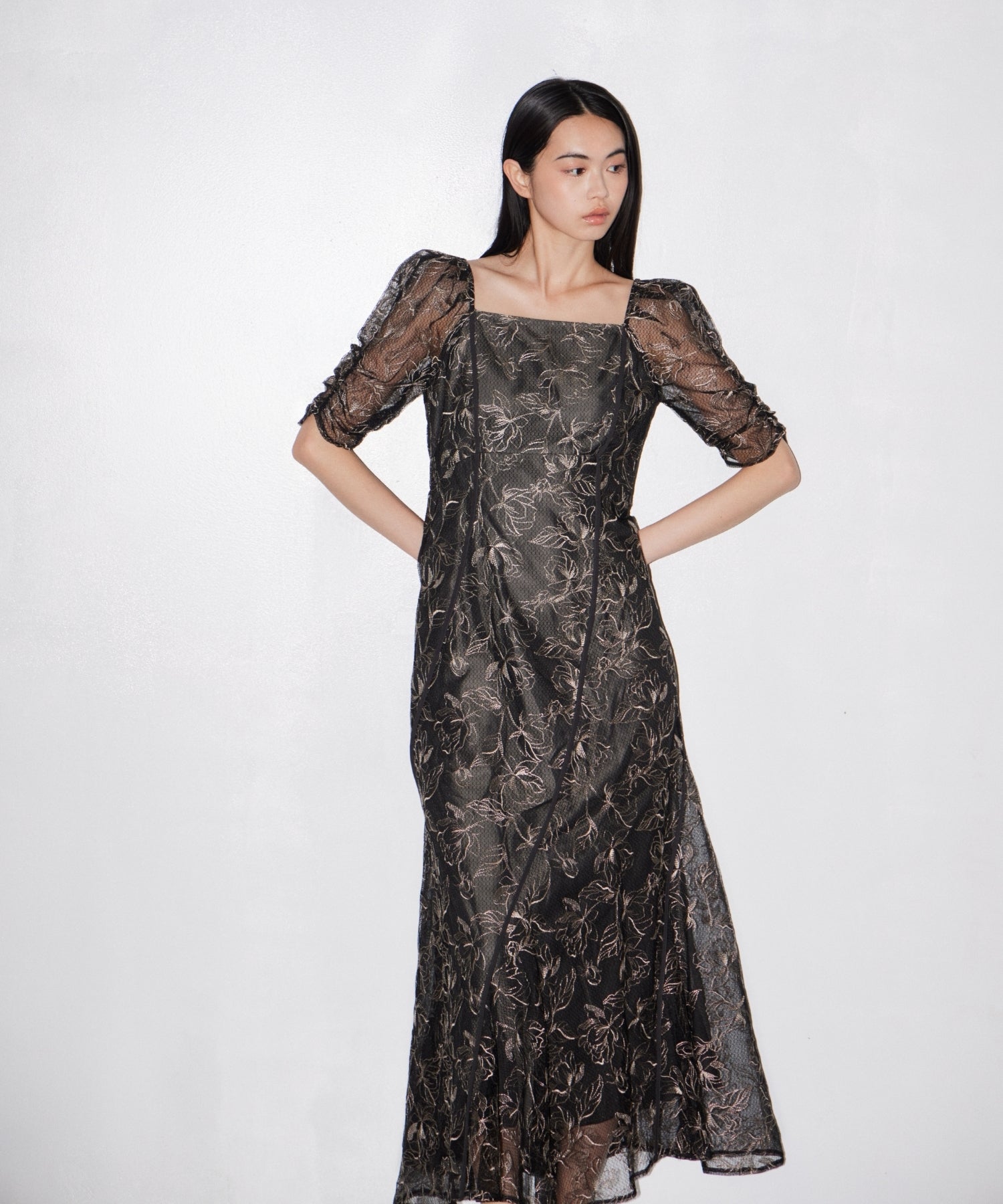 ANDRESD ウェーブパイピングフレアドレス WAVE PIPING FRARE DRESS