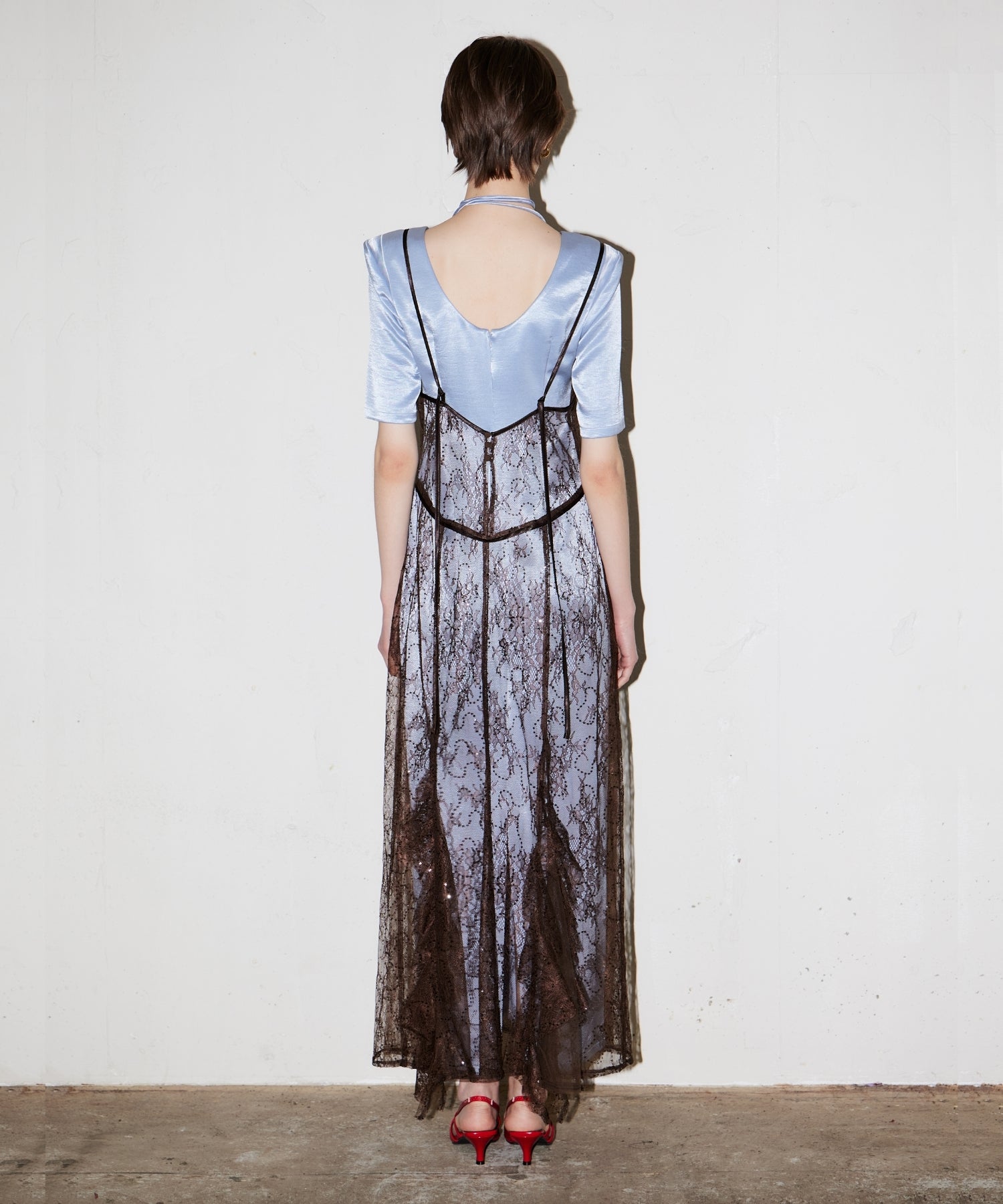 SPARKLE LACE SATIN DRESS