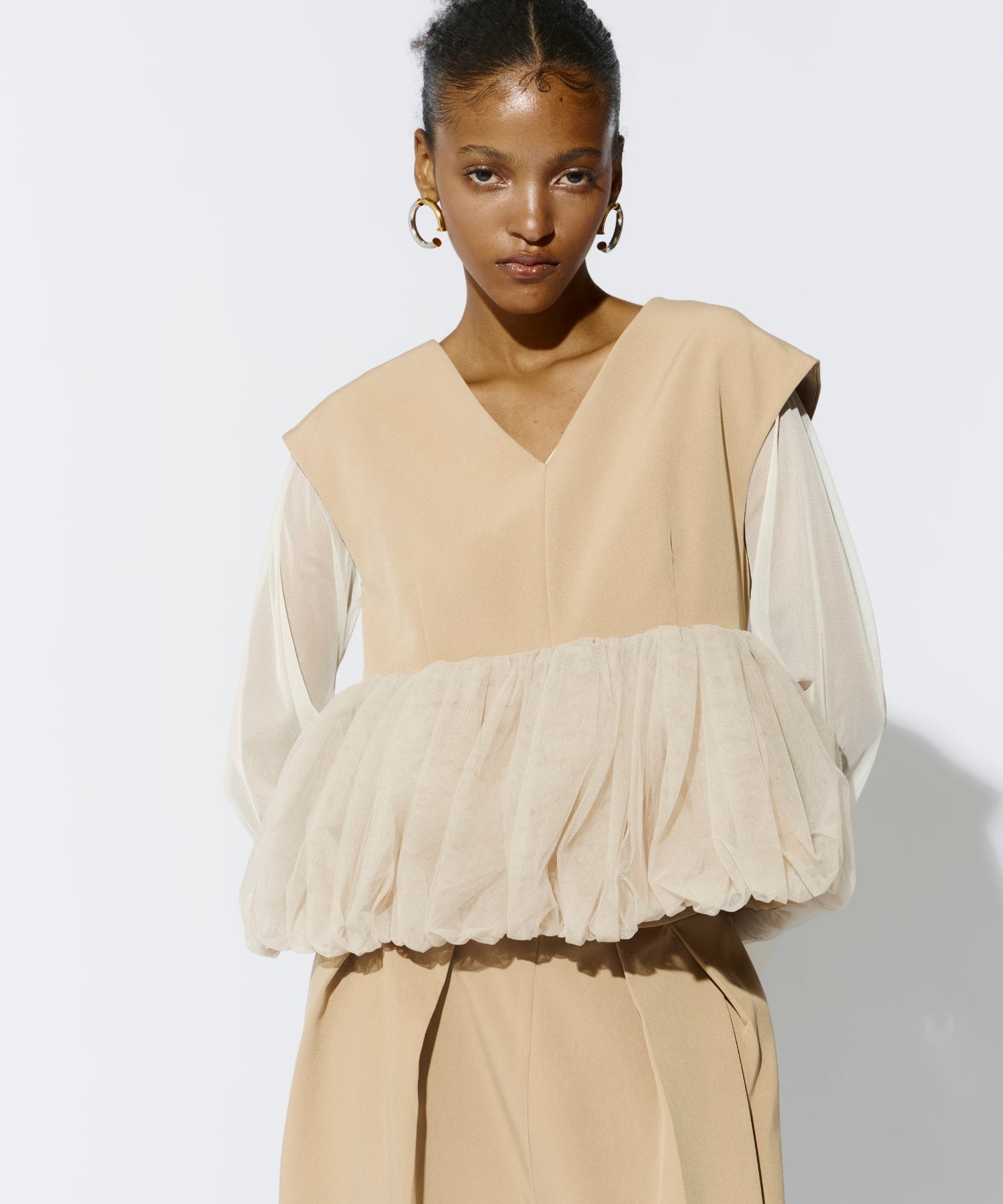 PEPLUM TULLE SET UP PANTS DRESS