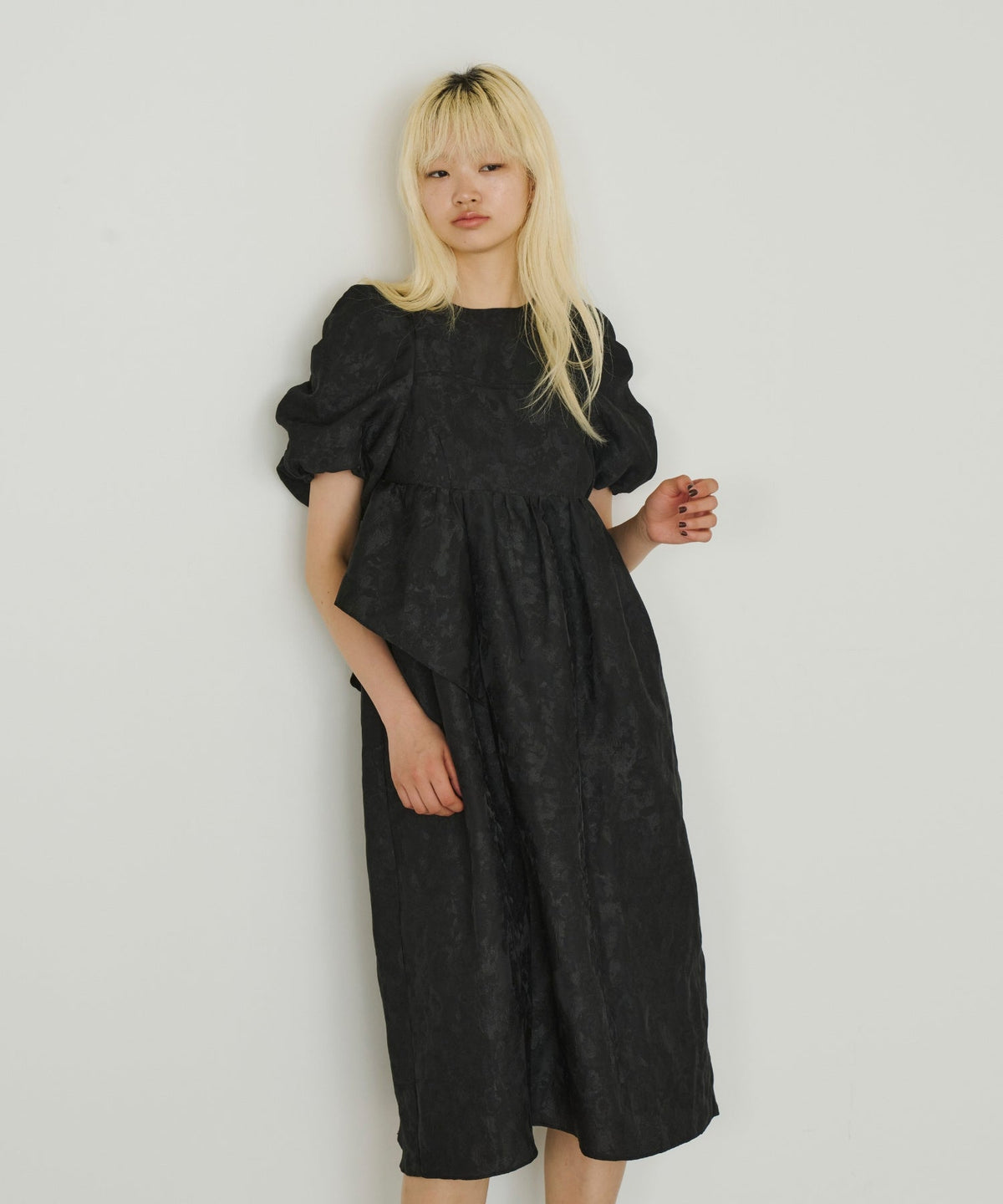 【POPUP】BUBBLE SLEEVE JACQUARD DRESS