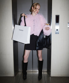 VOLUME TULLE JACKET ピンク 正面全身ポーズ