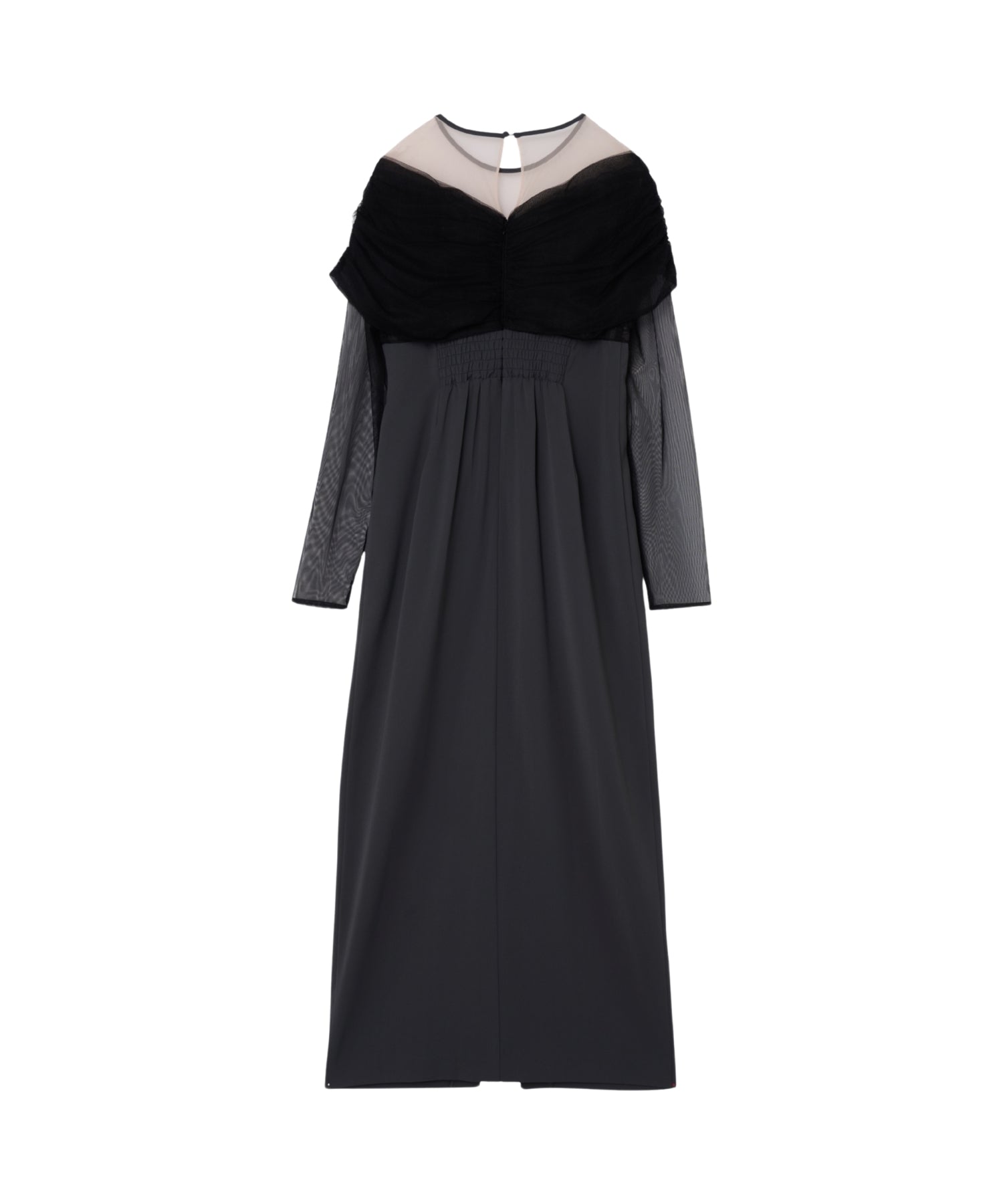 SHEER GATHERED COLUMN DRESS