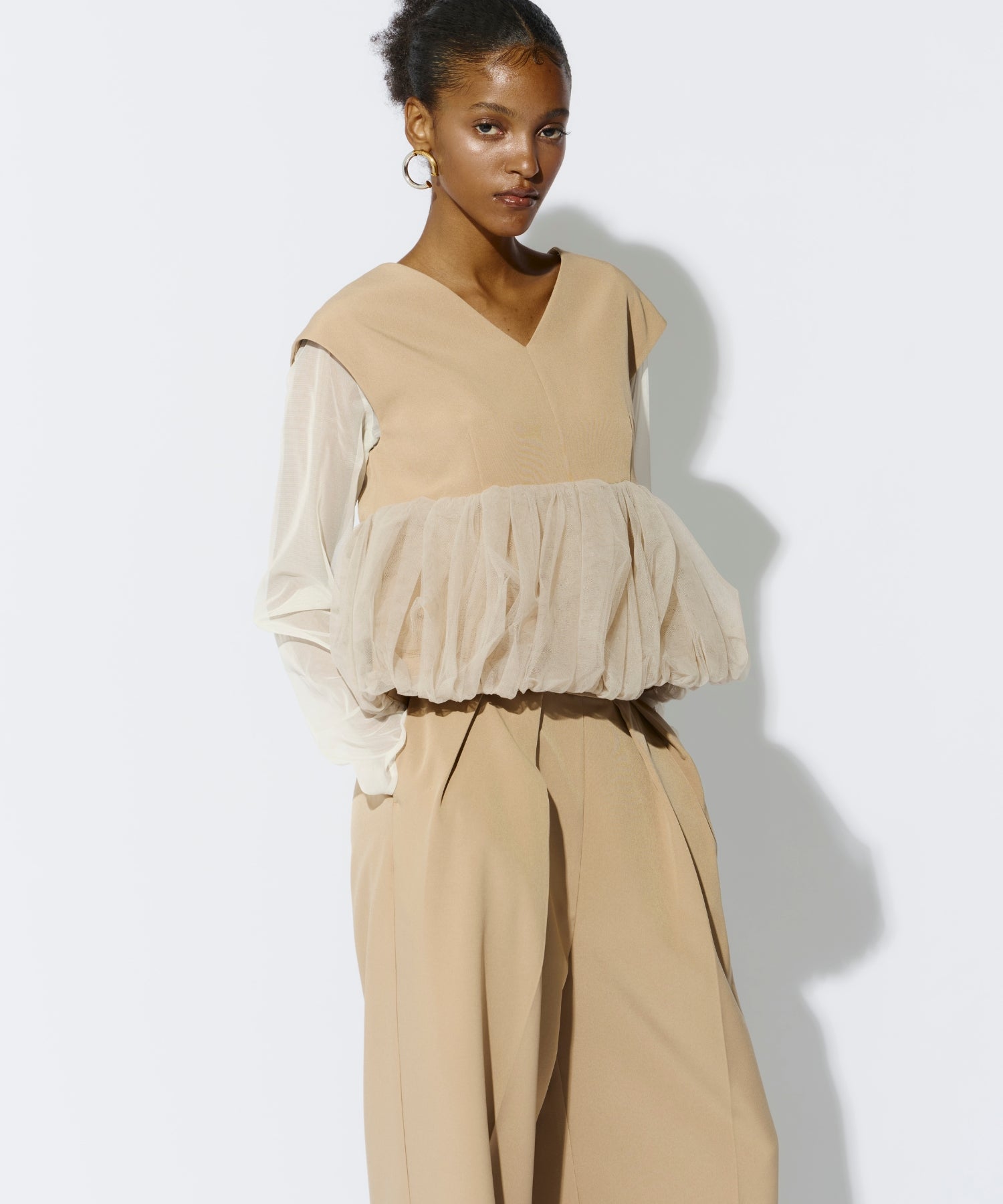 PEPLUM TULLE SET UP PANTS DRESS