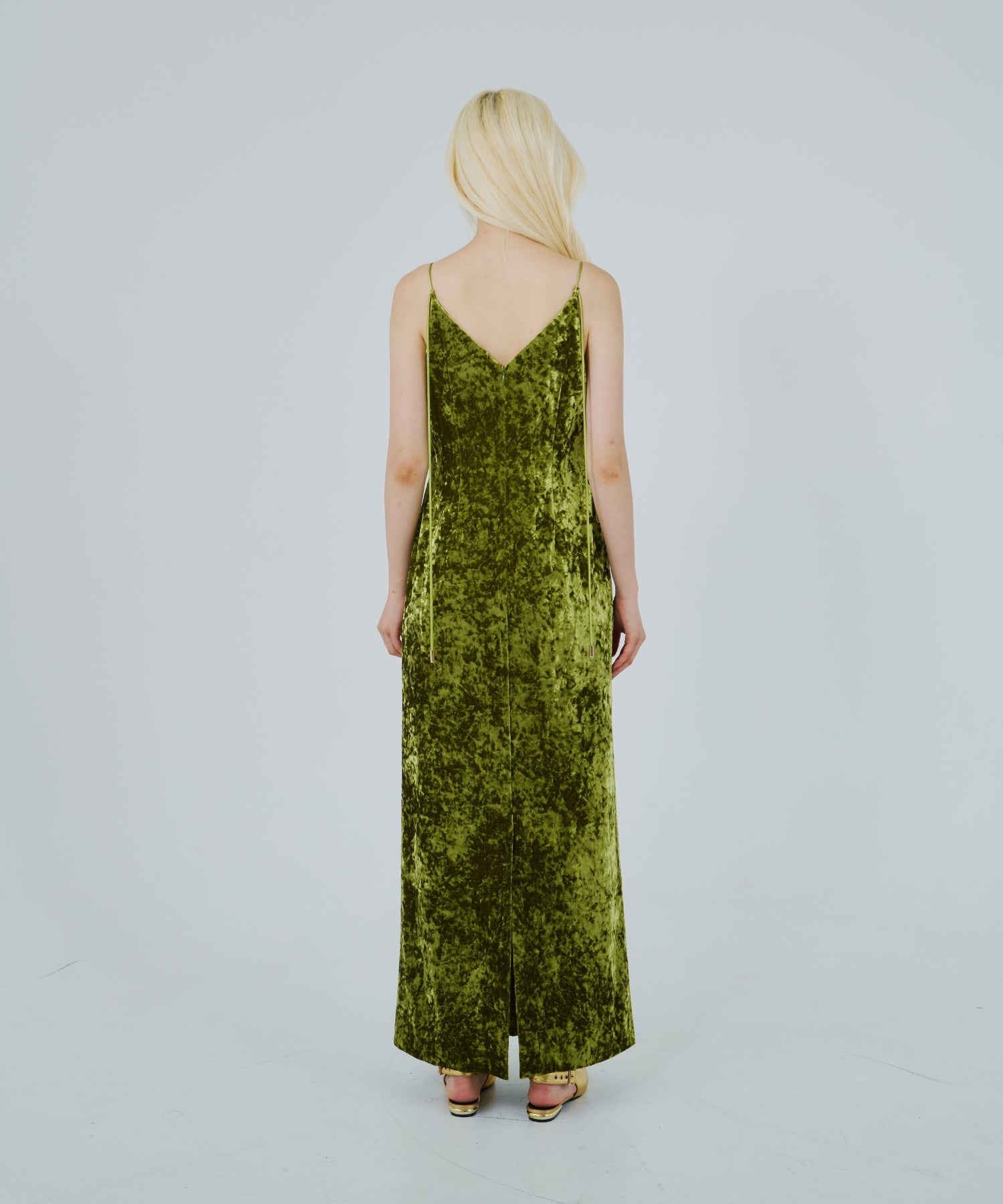 CURVED SQUARE VELOUR DRESS