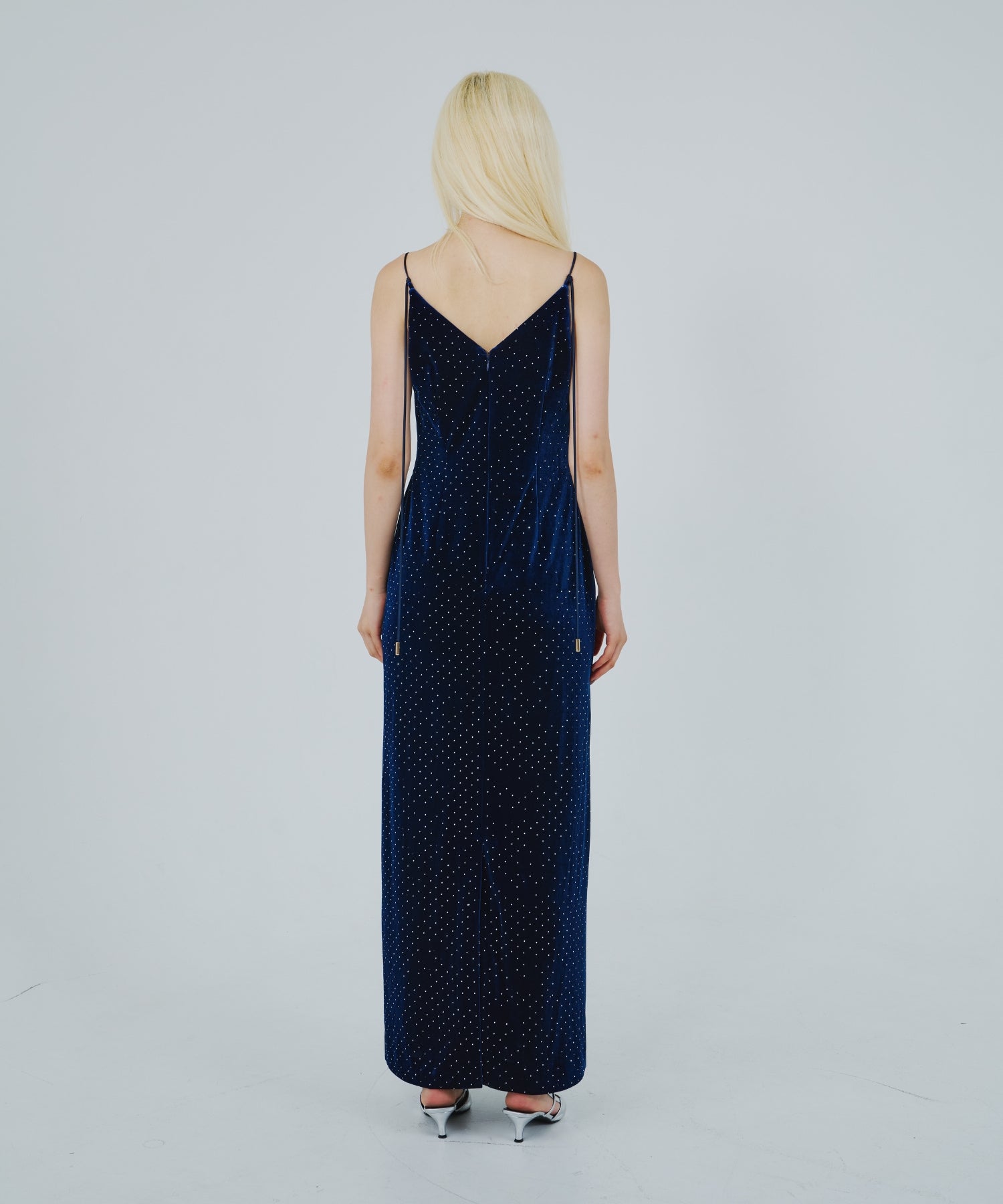 CURVED SQUARE VELOUR DRESS
