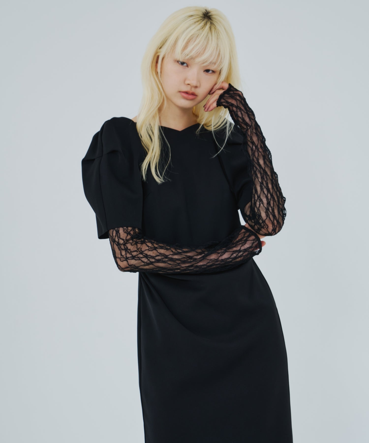 ANDRÉSD レースアームドレープドレス Lサイズ LACE ARM COVER