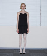 GRINT RIBBON MINI DRESS ブラック 正面全身